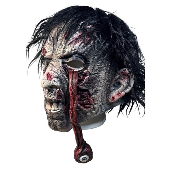 Zombie Mask With Dangling Eyeball Halloween Bloody Gore Cosplay - Picture 1 of 7